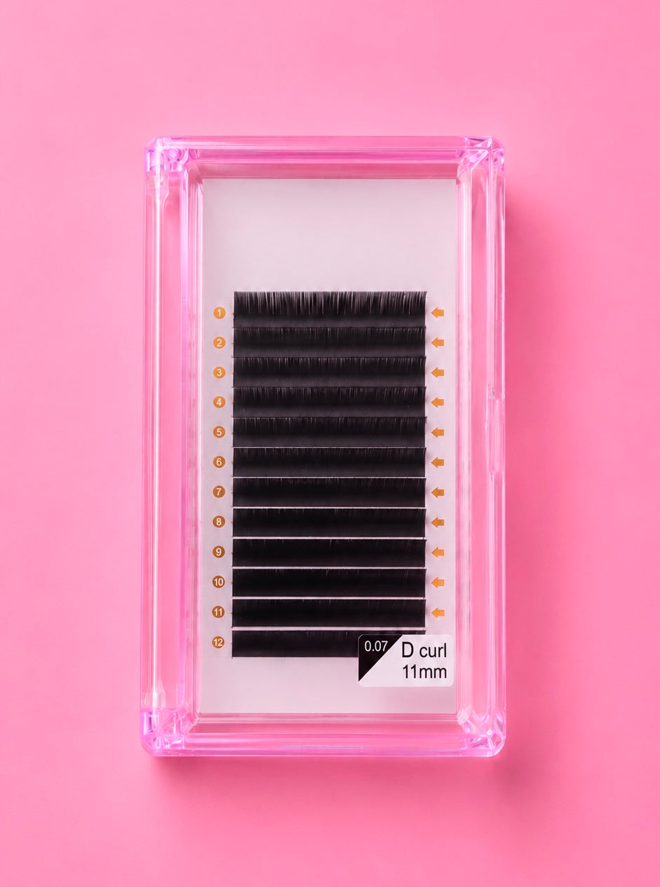 Matte Black 0.07 D Curl 11mm Lash Extension Tray