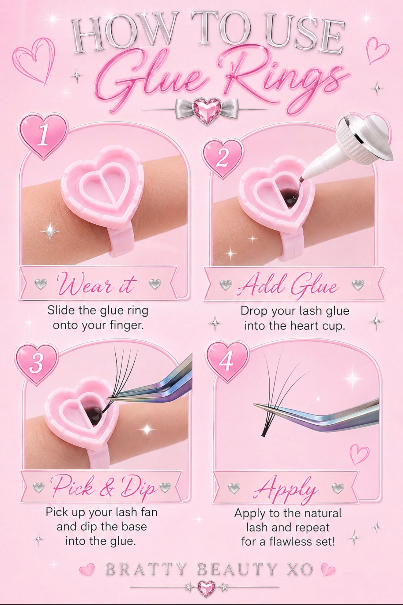 Pink or White Glue Rings for Eyelash Extensions | 100 pcs, 200 pcs & 300 pcs